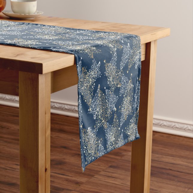 Elegant Gold Christmas Three Pattern  Short Table Runner (In Situ)