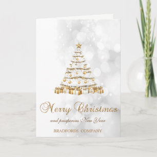 Elegant Gold Christmas Tree Balls ,Bokeh Holiday Card