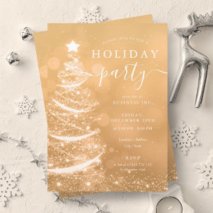 Elegant Gold Christmas Tree Company Holiday Invitation