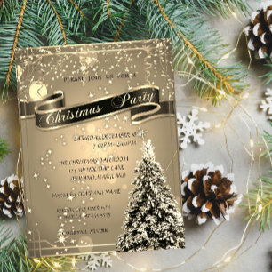 Elegant Gold,Christmas Tree CompanyChristmas Party Invitation
