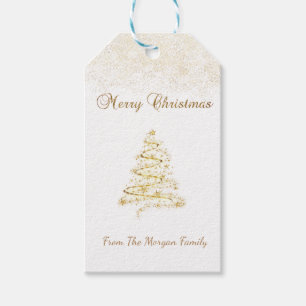 Elegant,Gold Christmas Tree , Confetti Gift Tags