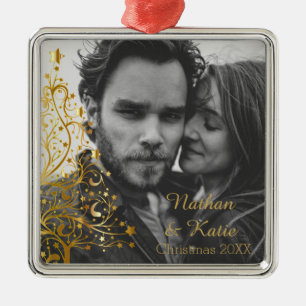 Elegant Gold Christmas Tree Custom Photo Metal Tree Decoration