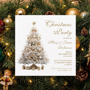 Elegant Gold Christmas Tree Holiday Party  Invitation