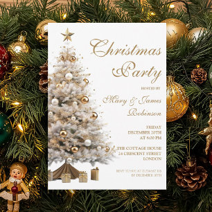 Elegant Gold Christmas Tree Holiday Party  Invitation