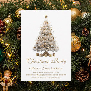 Elegant Gold Christmas Tree Holiday Party Invitation