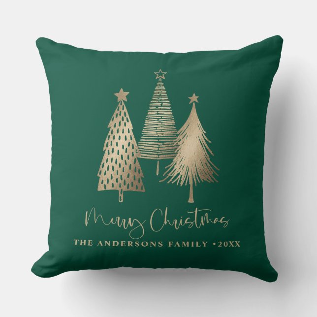 Elegant Gold Christmas Tree Merry Christmas  Cushion (Front)