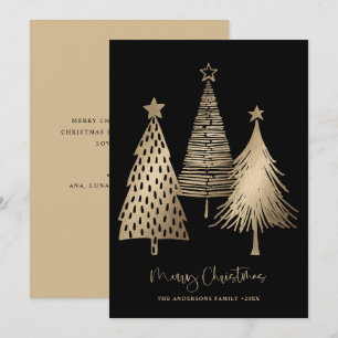 Elegant Gold Christmas Tree Non Photo  Holiday Card
