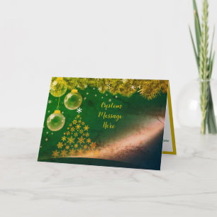 Elegant Gold Christmas Tree Ornaments Personalize Card