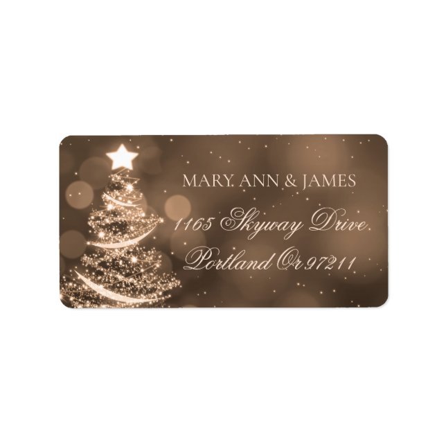 Elegant Gold Christmas Wedding Address Label (Front)