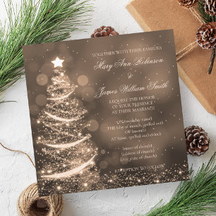 Elegant Gold Christmas Wedding Invitation