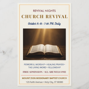 Elegant Gold Church Revival Event Religious Flyer