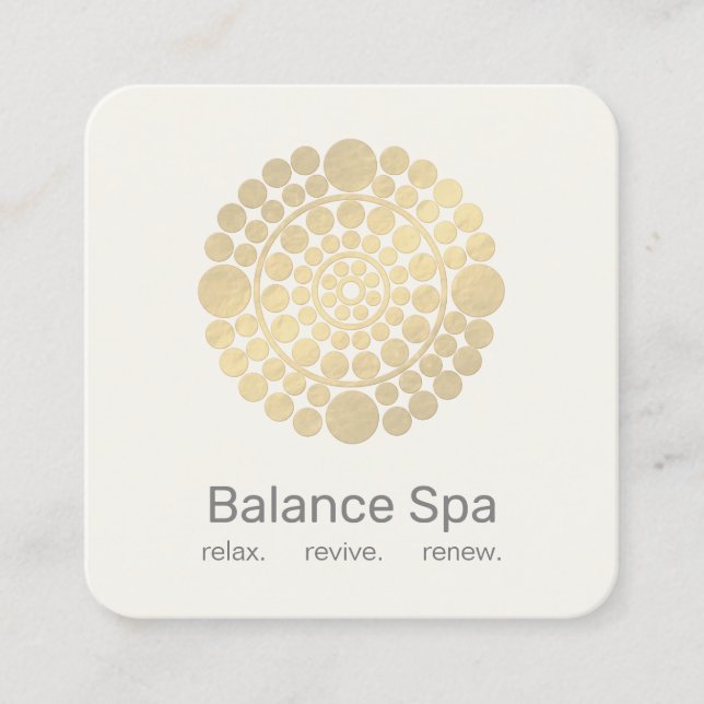 Elegant Gold Circle Motif Logo Square Business Card (Front)