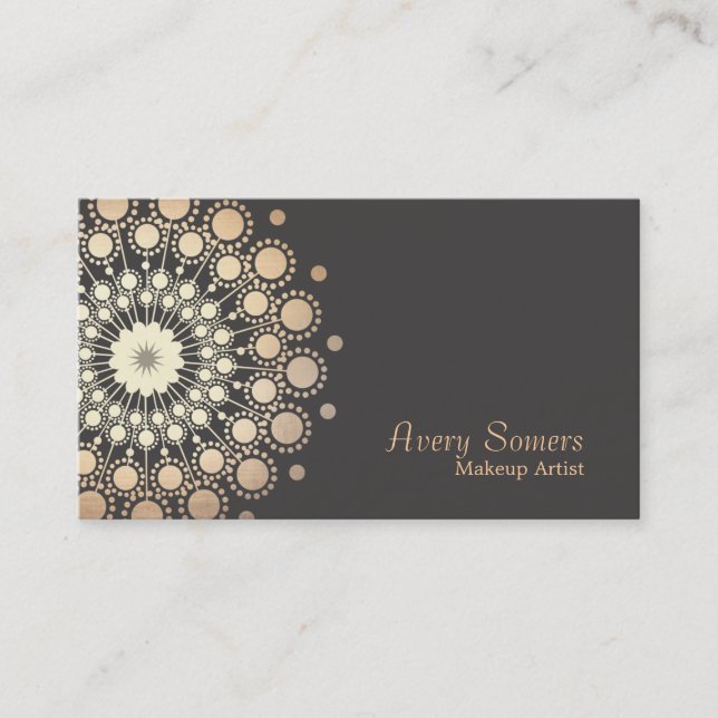 Elegant Gold Circles Makeup Artist Beauty Business Card (Front)