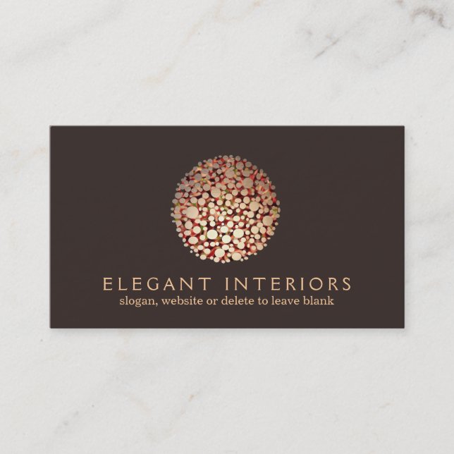 Elegant Gold Circles Sphere Interior Designer 3 Business Card (Front)