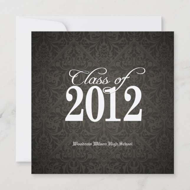 Elegant Gold Class of 2012 Damask Graduation Invitation (Front)