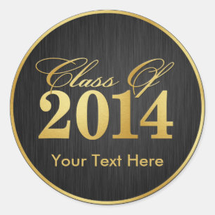 Elegant "Gold" Class of 2014 Graduation Classic Round Sticker