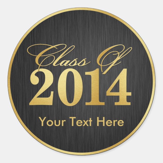 Elegant "Gold" Class of 2014 Graduation Classic Round Sticker (Front)
