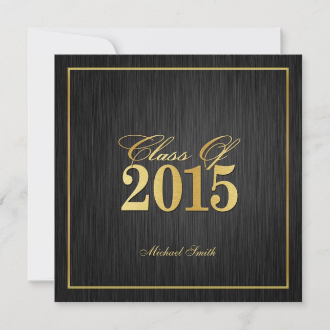 Elegant "Gold" Class of 2015 Graduation Invitation (Front)