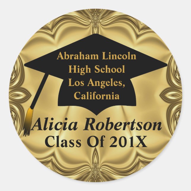 Elegant Gold Class Of 201x Graduation Stickers (Front)