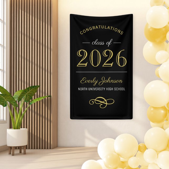Elegant Gold Class of 2026 Graduation Banner (Creator Uploaded)