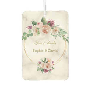 Elegant Gold Classic Blue Floral Birthday Car Air Freshener