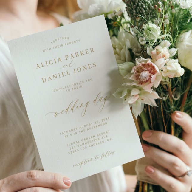Elegant gold classic calligraphy script wedding invitation (Creator Uploaded)