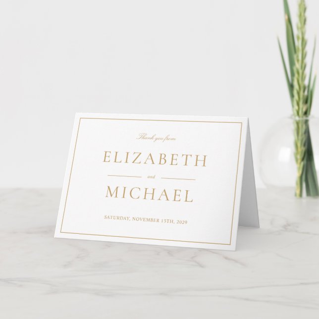 Elegant Gold Classic Script Thankyou Card (Front)