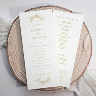 Elegant Gold Classic Vintage Wedding Programs Programme