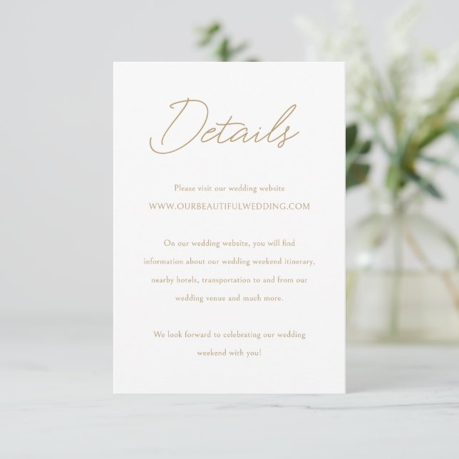 Elegant Gold Classic Wedding Enclosure Card (Standing Front)