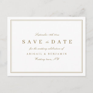 Elegant gold classy minimalist save the date announcement postcard