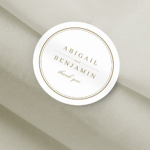 Elegant gold classy minimalist wedding favour classic round sticker
