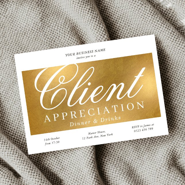 Elegant Gold Client Appreciation Business Dinner Invitation (Elegant Gold Client Appreciation Business Dinner Invitation)