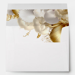 Elegant Gold Coastal Seashell Wedding Envelope