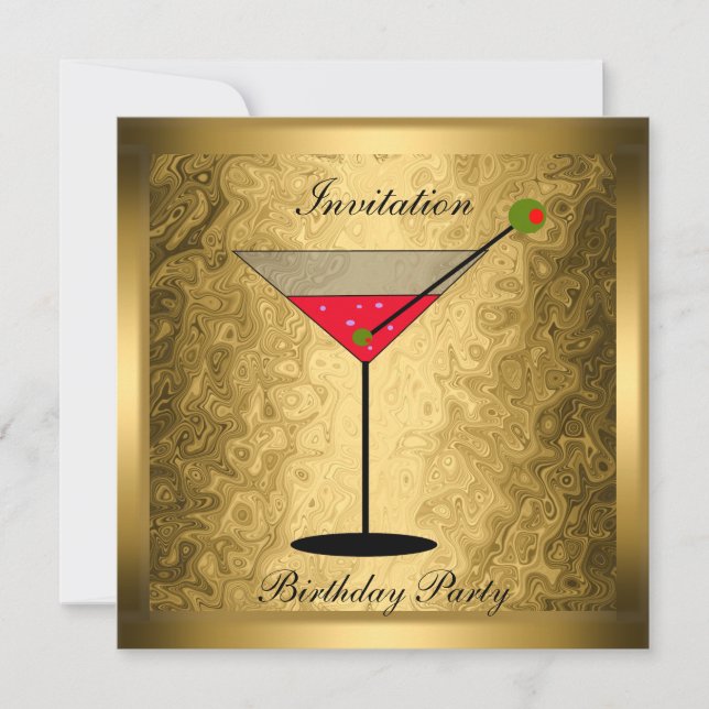 Elegant Gold Cocktail Party Invitation (Front)