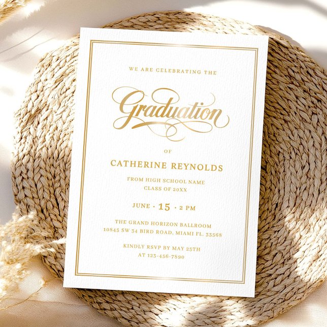Elegant Gold College Graduation Party Invitation (Creator Uploaded)