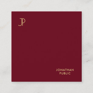 Elegant Gold Color Monogram Luxe Premium Silk Square Business Card