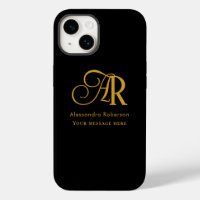Elegant gold colour monogram & name