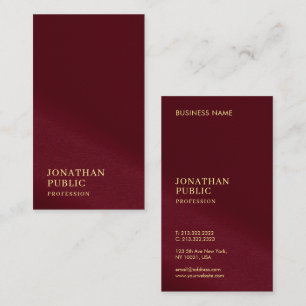 Elegant Gold Colour Text Burgundy Template Luxury Business Card