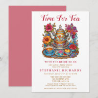 Elegant Gold Colourful Floral Teapot Bridal Shower