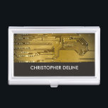 Elegant Gold Computer Circuit Board HighTech Business Card Holder<br><div class="desc">Business cards holder with a professional studio photo of a computer circuit board. You can match it with business cards.</div>