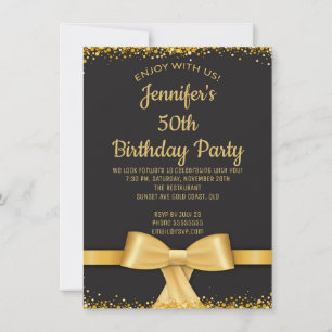 Elegant Gold Confetti Birthday Invitation