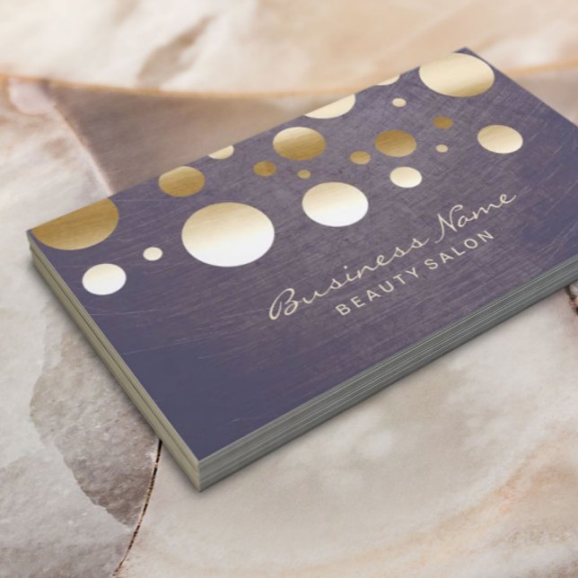 Elegant Gold Confetti Dots Beauty Salon Business Card (Creator Uploaded)