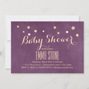 Elegant Gold Confetti Dots Modern Baby Shower Invitation