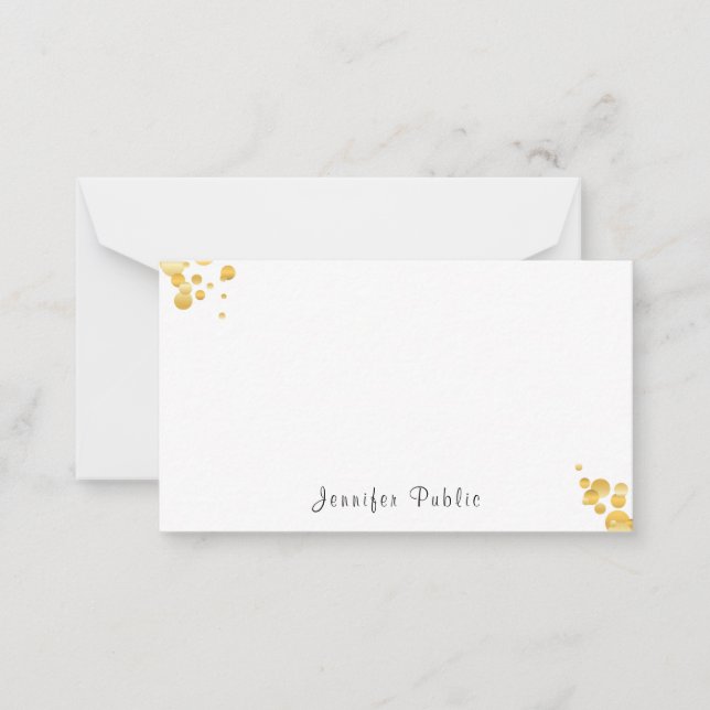 Elegant Gold Confetti Handwritten Monogrammed Card (Front)