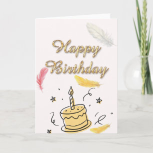 Elegant Gold Confetti Happy Birthday Card - Modern