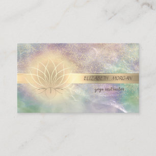 Elegant Gold Confetti,Lotus,Holographic Opal Business Card