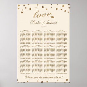 Elegant Gold Confetti Love Champagne Seating Chart
