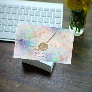 Elegant Gold Confetti Maid Cleaning House Opal Business Card