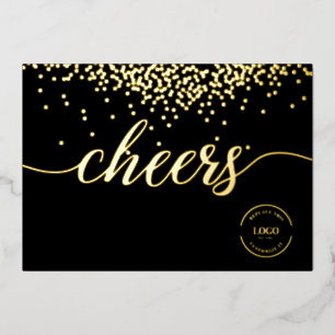 Elegant gold confetti on black Cheers logo