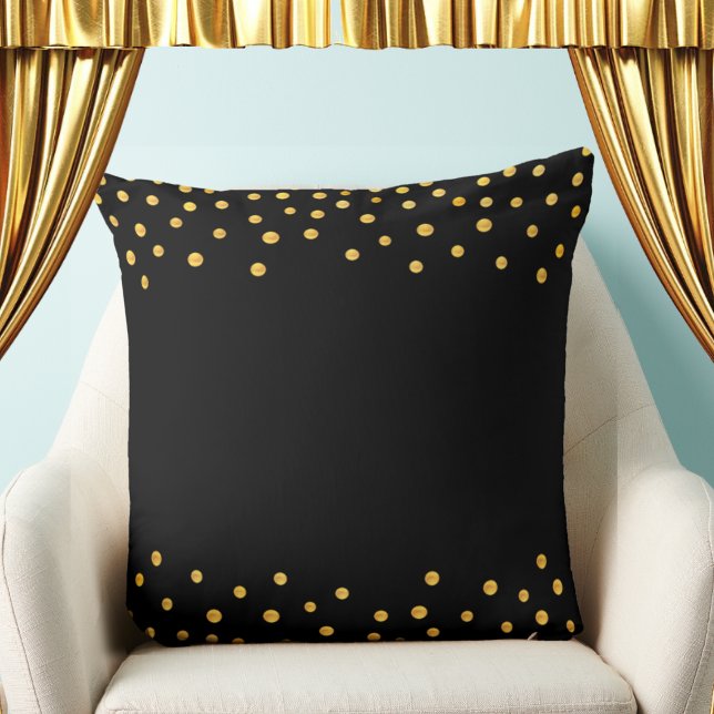 Elegant Gold Confetti on Black Cushion (Creator Uploaded)